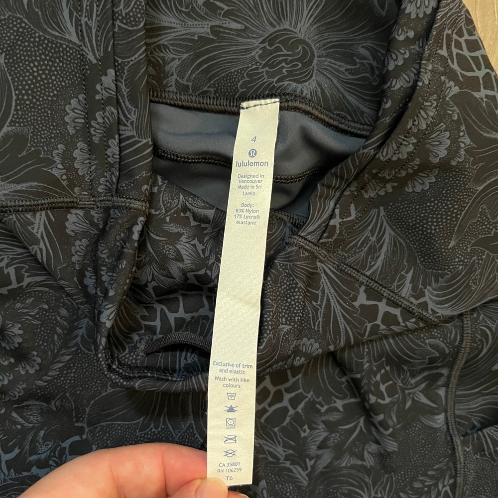 Lululemon Tight Stuff Tight II 25 Floral Baroque Black Grey Running Leggings 4 - Picture 5 of 5